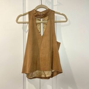 Tan suede material Olivia Ceons top Size M